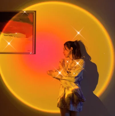 

Led Sunset Projection Lamp Rainbow Atmosphere Night Light Sunset Light Home Coffee Shop Background Wall Decor Tiktok Table Lamp