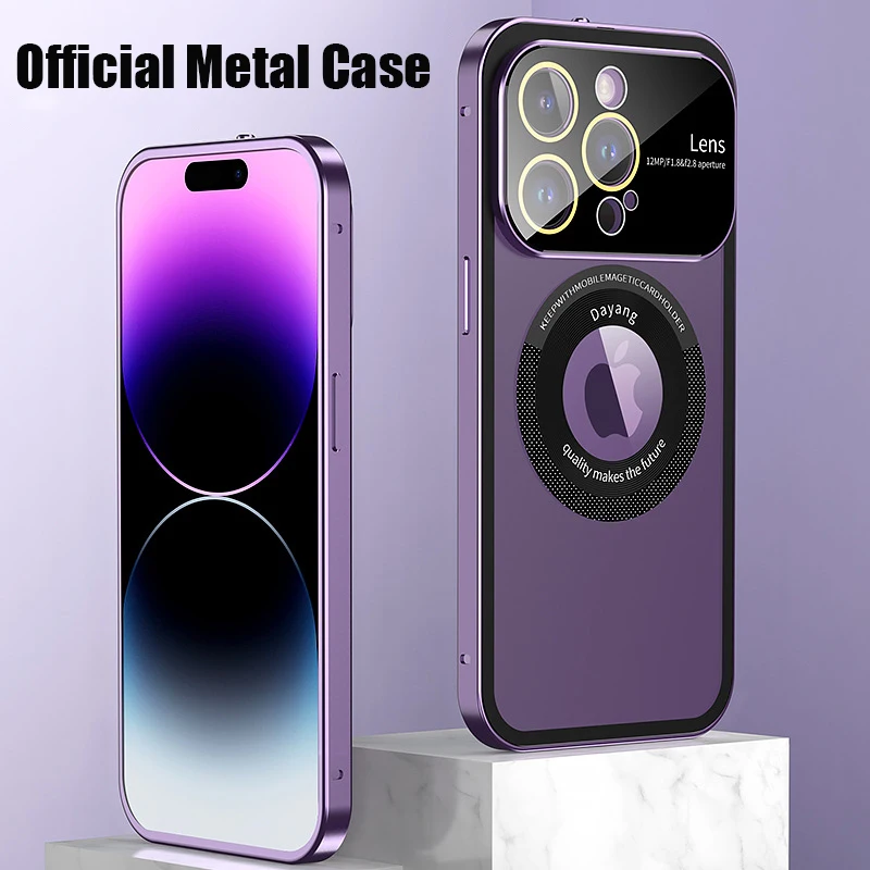 

Metal Aluminium alloy Case For iPhone 14 13 12 Pro Max Full Camera Protective Wireless Charge MagSafe Original Color Back Cover