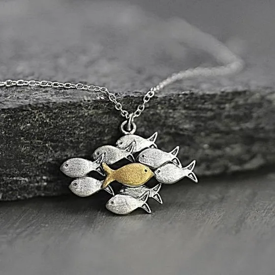 

A Group of Small Fish Earrings A Small Goldfish Upstream Asymmetric Inspirational Necklace Gift Jewelry Wholesale