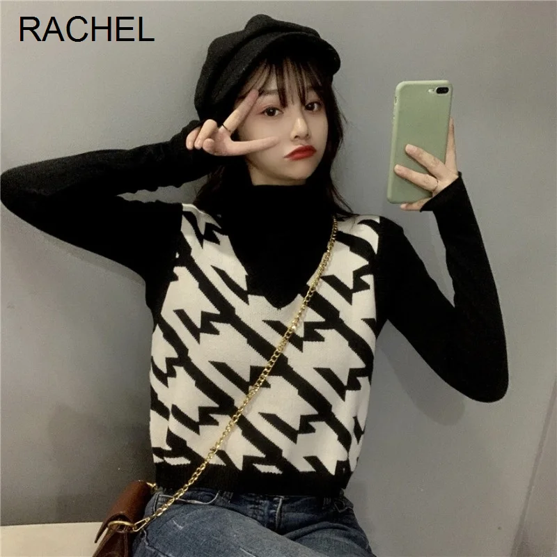 Стильный вязаный жилет верхняя одежда комплект из двух предметов Женский