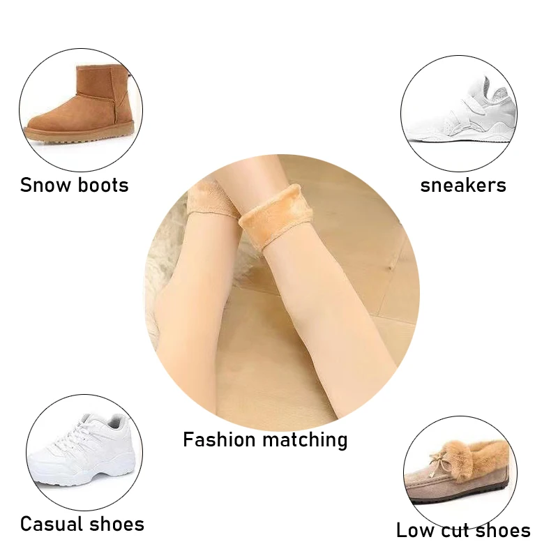 1/5pairs Women Winter Warm Thicken Thermal Socks Soft Casual Solid Sock Fashion Wool Cashmere Home Snow Boots Floor Sock
