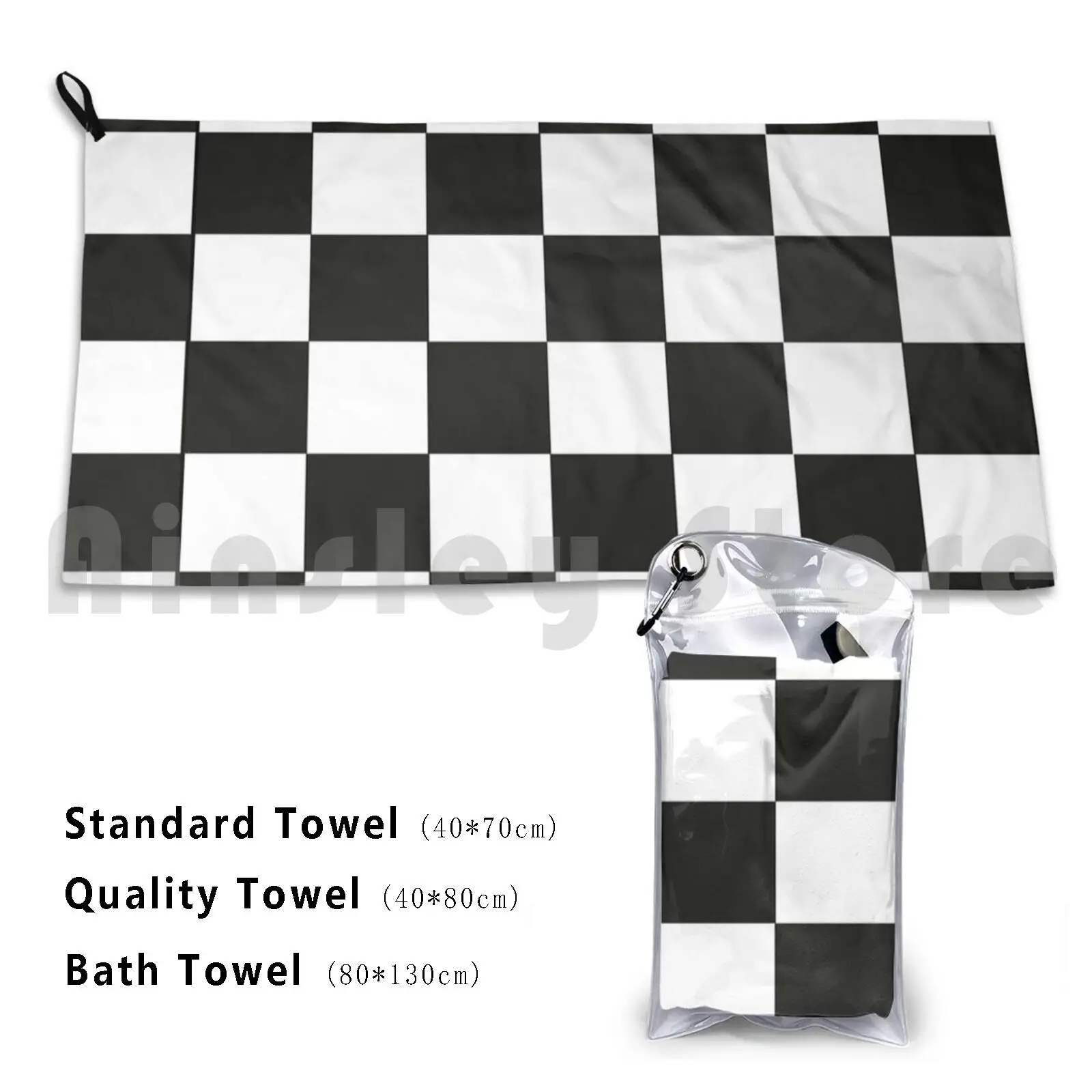 Полотенце банное с шахматными узорами стильное маленькое |