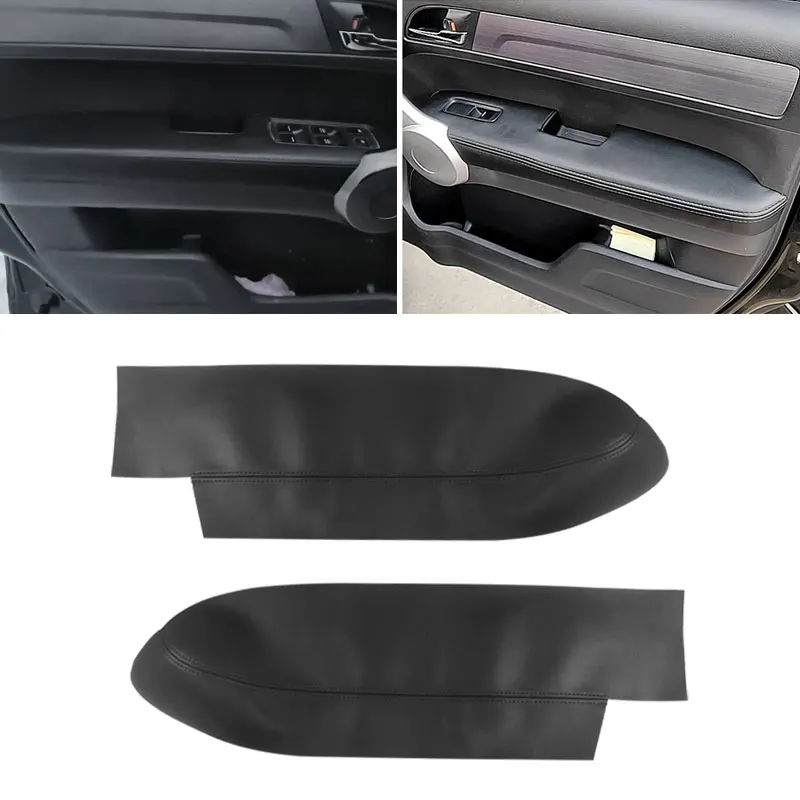 Black Leather Front Door Armrest Cover For Honda CRV 2007 2008 2009 2010 2011 Car Door Armrest Panel Skin Cover Trim