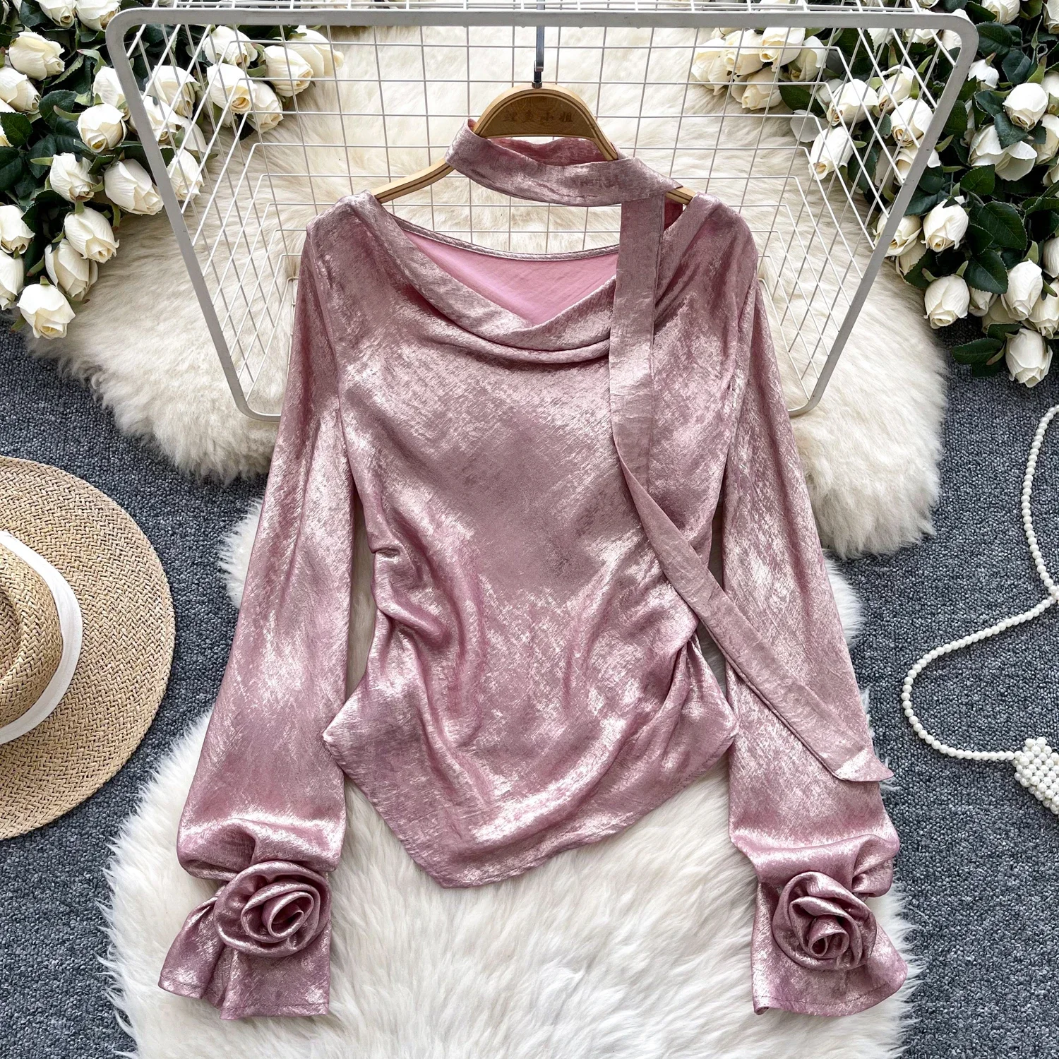 Винтажный элегантный трехмерный цветочный шикарный Приталенный топ с