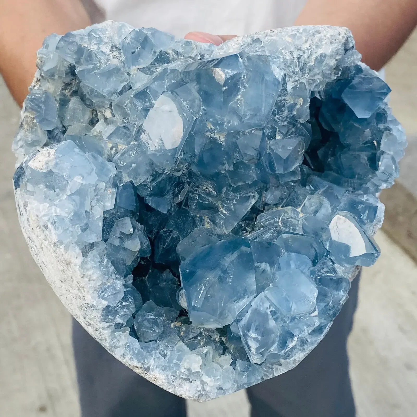 Натуральный синий Celestite Geode Кварцевый кристалл Минеральный образец Исцеление