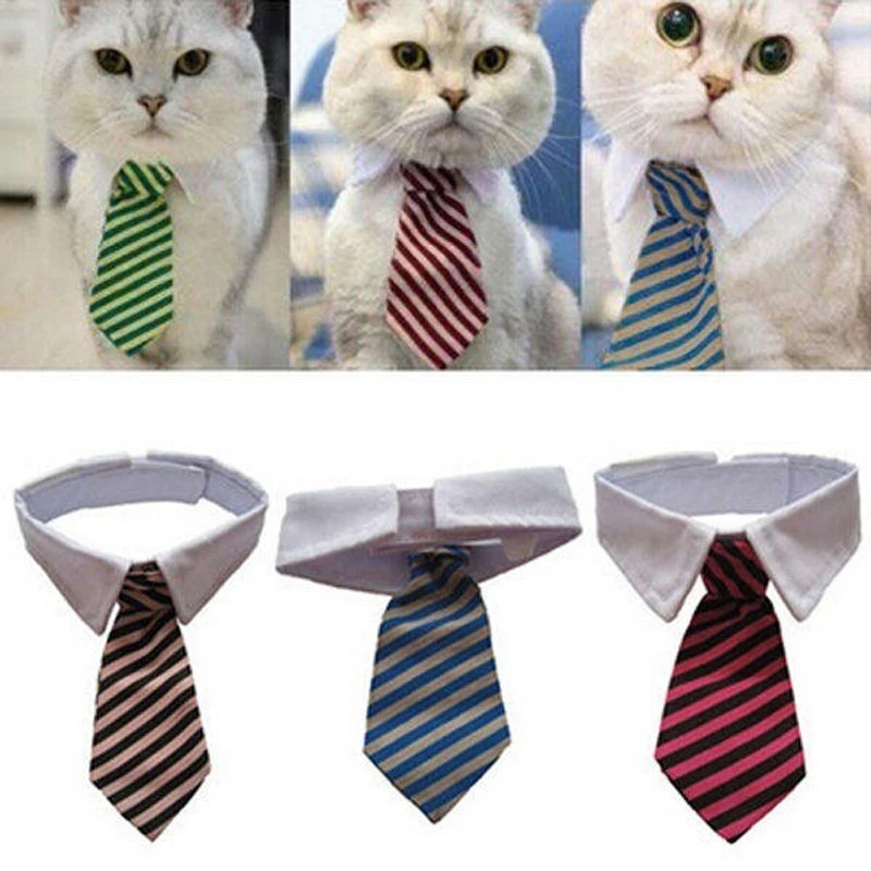 

L40 модный галстук-бабочка в полоску для собак и кошек Регулируемый шейный галстук для домашних животных белый ошейник для смокинга случайны...