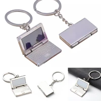 creative mini metal laptop keychain personality simulation silver color laptop notebook computer keyring