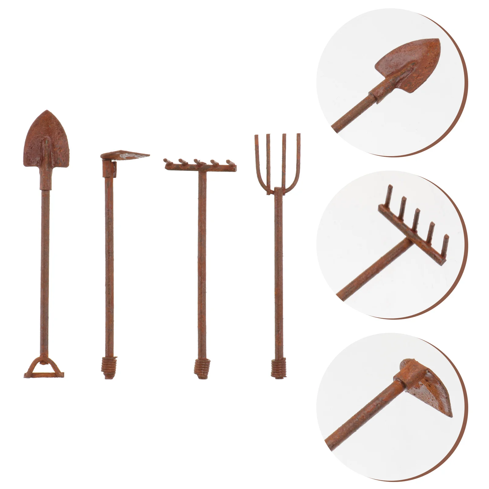 

Miniature Tools Mini Gardentoolmodel Gardening Set Rakefor Farm House Planting Metal Trowel Family Soil Scenery Spade Small