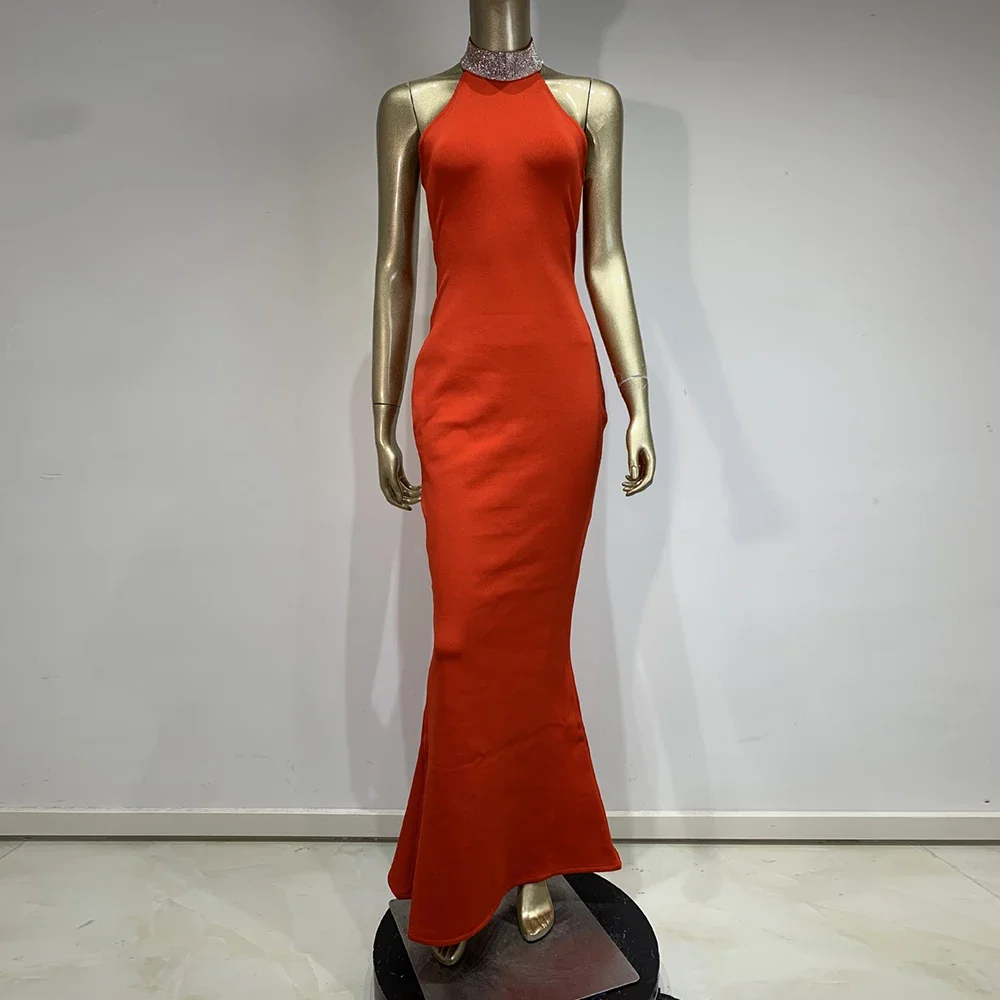 2024 новое летнее женское красное сексуальное облегающее длинное бандажное платье