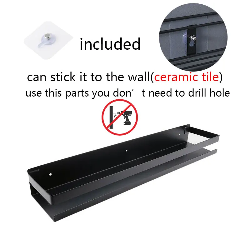 black bathroom shelf kitchen rack accessories wall mount shower shampoo storage shelves 20 50cm stainless steel free global shipping