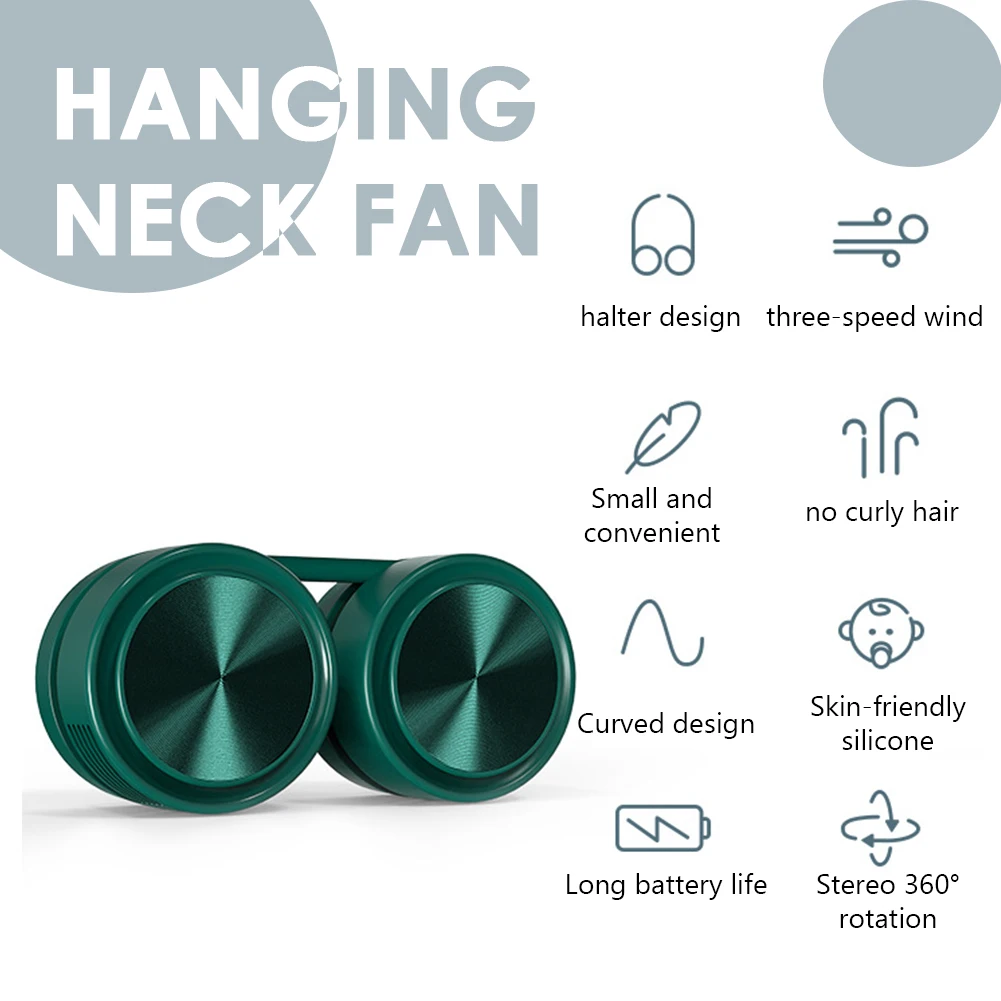 

Hanging Neck Fan Air Cooling Lazy Safe Bladeless USB Rechargeable Neckband Fan Adjustable for Running Sports Outdoor Travel