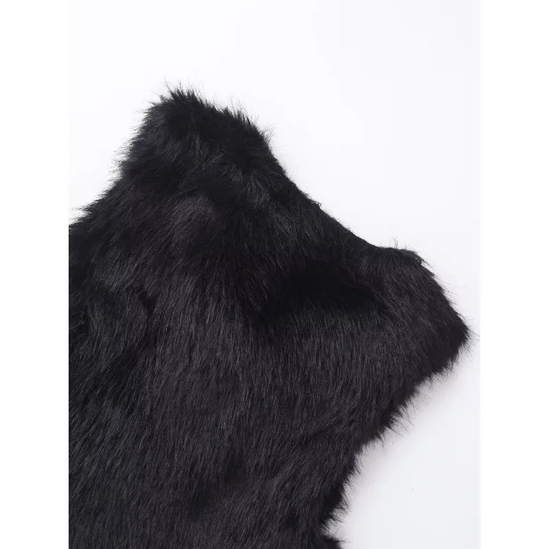 TRAF ZR стеганые жилеты зимние черные меховые куртки без рукавов женская осенняя