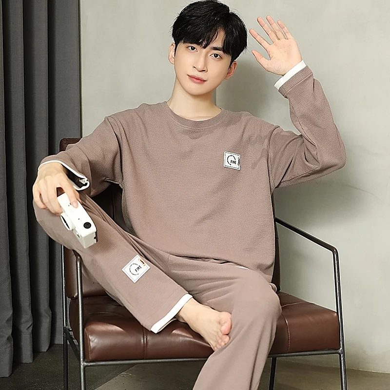 QUHENG 2022 Newest Men's Pajamas Set for Long Sleeve Pants Sleepwear Male Homewear Lounge Wear Clothes  Home Clothing Nightgown