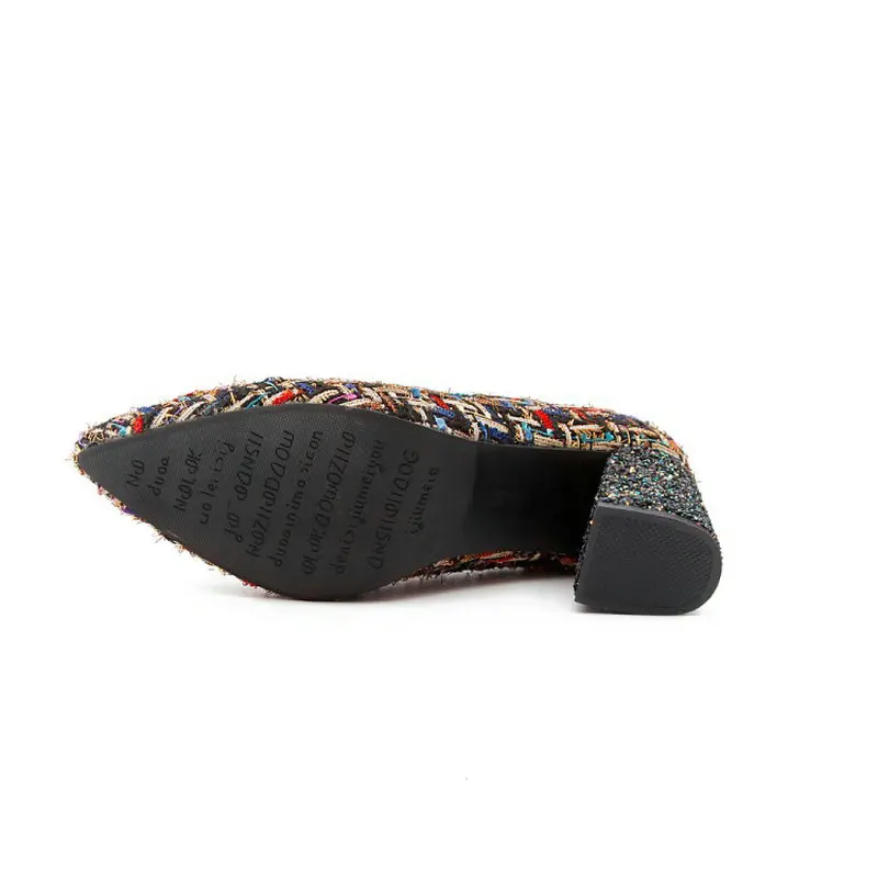 QPLYXCO классические женские туфли-лодочки модные блестящие с блестками на высоком