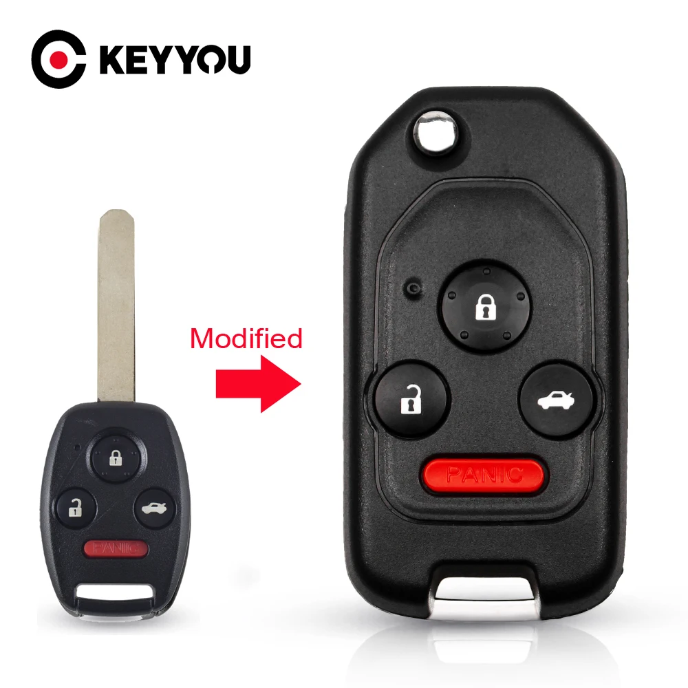 

KEYYOU Modified Car Key Case For Honda Fit CRV Civic Insight Ridgeline HRV Jazz ACCORD 2003-2013 2/3/4 Buttons Free Shipping