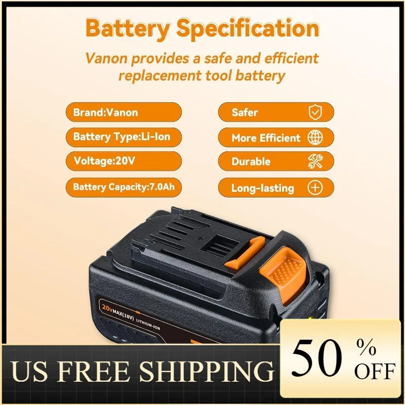 

VANON 20V 4.0Ah сменная батарея для Worx 20V WA3520 MAX литий-ионная WG151s WG155s WG251s WG540s WG890 WG891,2 упаковки