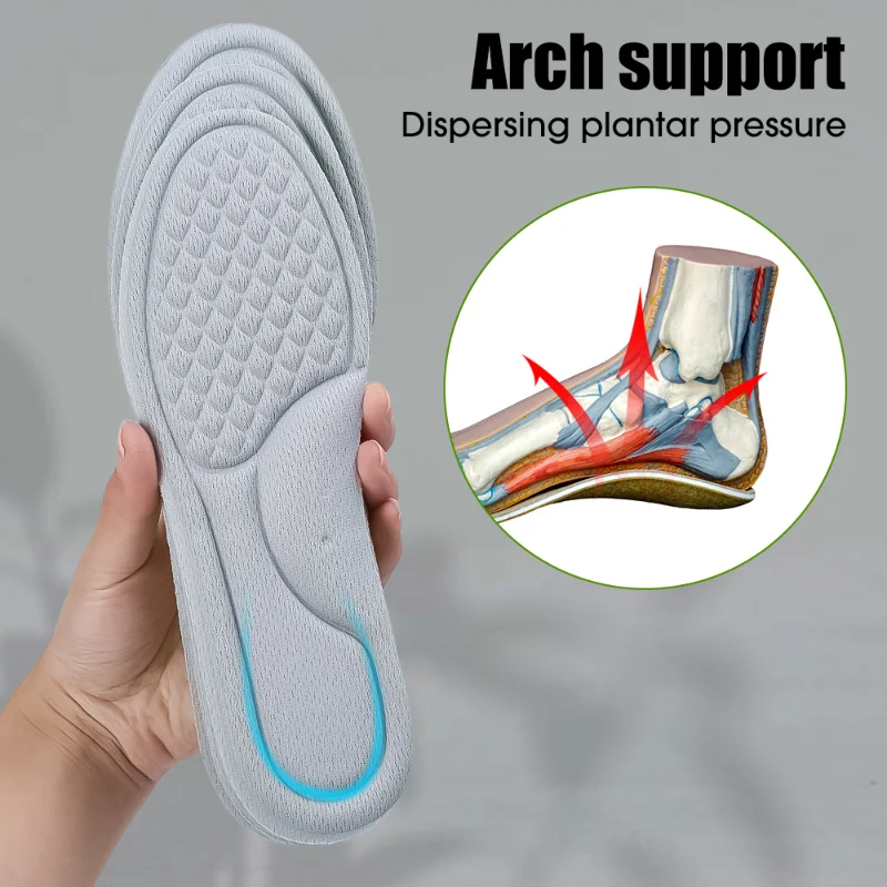 4pcs Nano Antibacterial Sport Insoles Shoes Sneakers Memory Foam Orthopedic Insole Deodorant Sweat Absorption Running Cushion