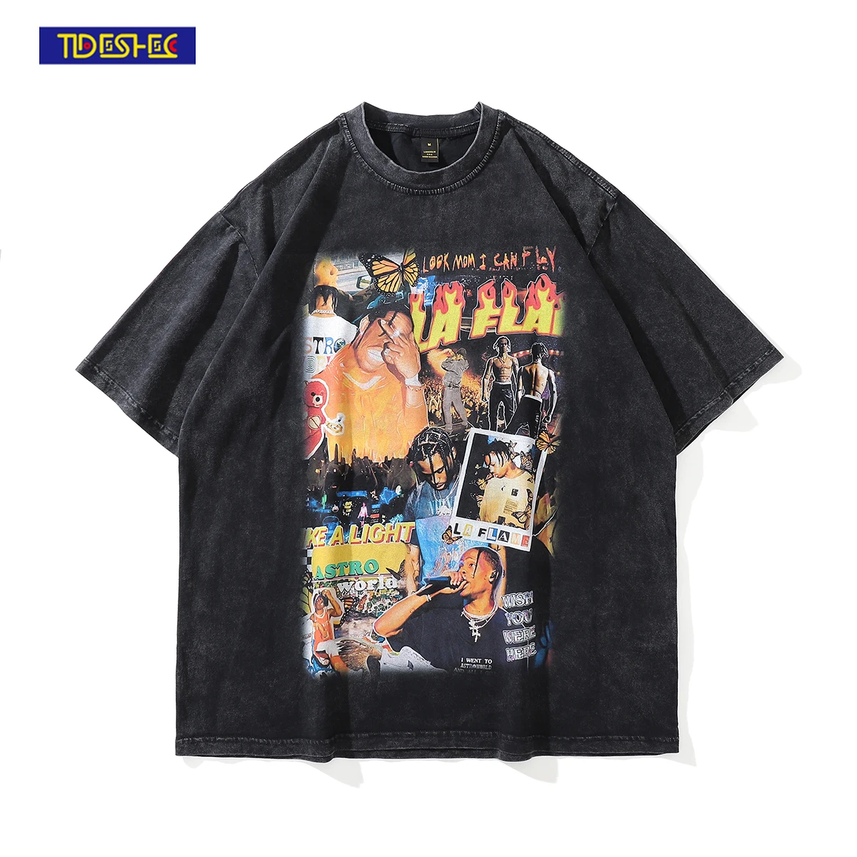 

Men Hip Hop Streetwear Tees Men Portrait Graphic Print T Shirt 2022 Summer Vintage Oversize T-Shirt Washed Retro Rapper Tshirt