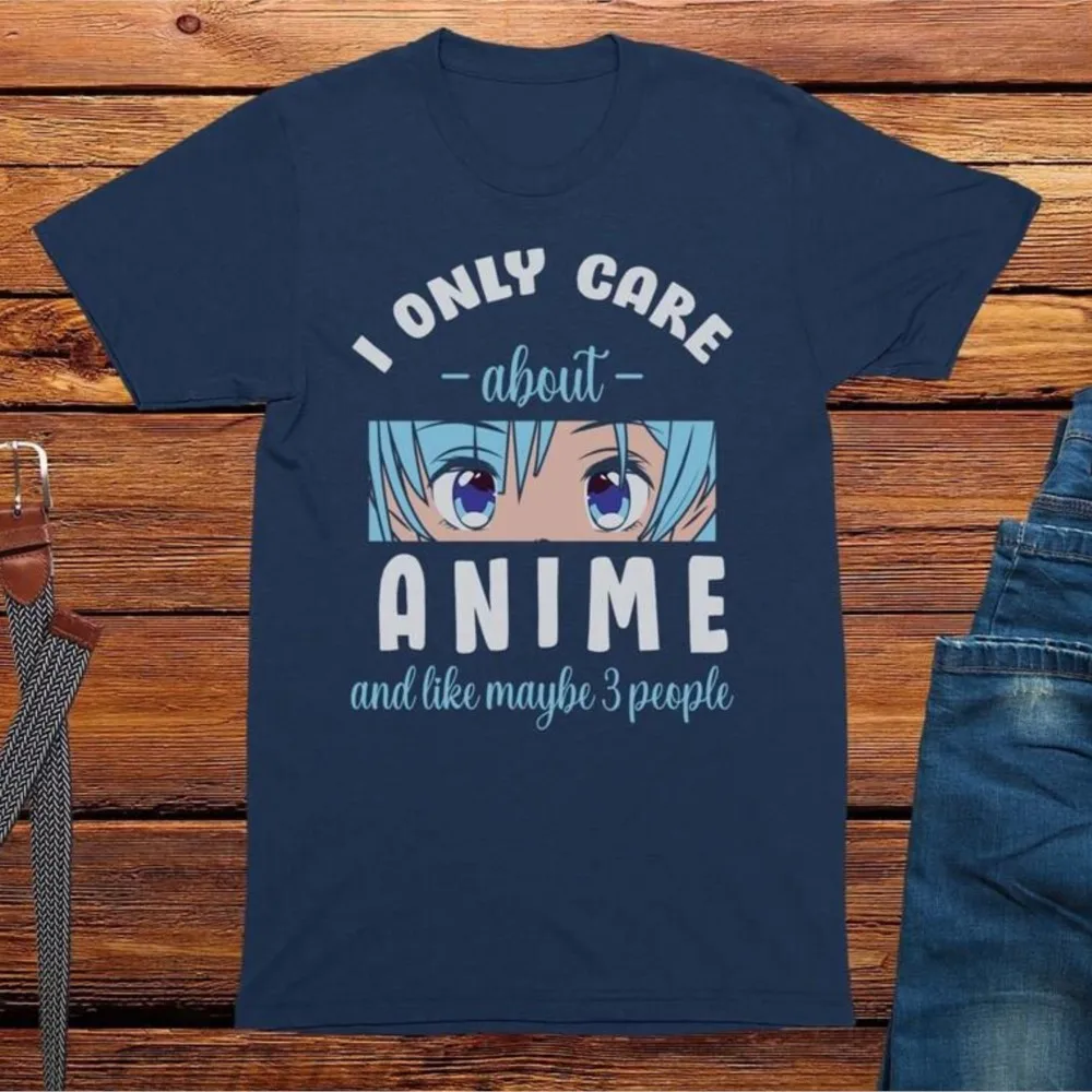 

Женская модная футболка с принтом «Я Заботился только о аниме и может быть 3 человек», топы унисекс из 100% хлопка с круглым вырезом, ретро футболки