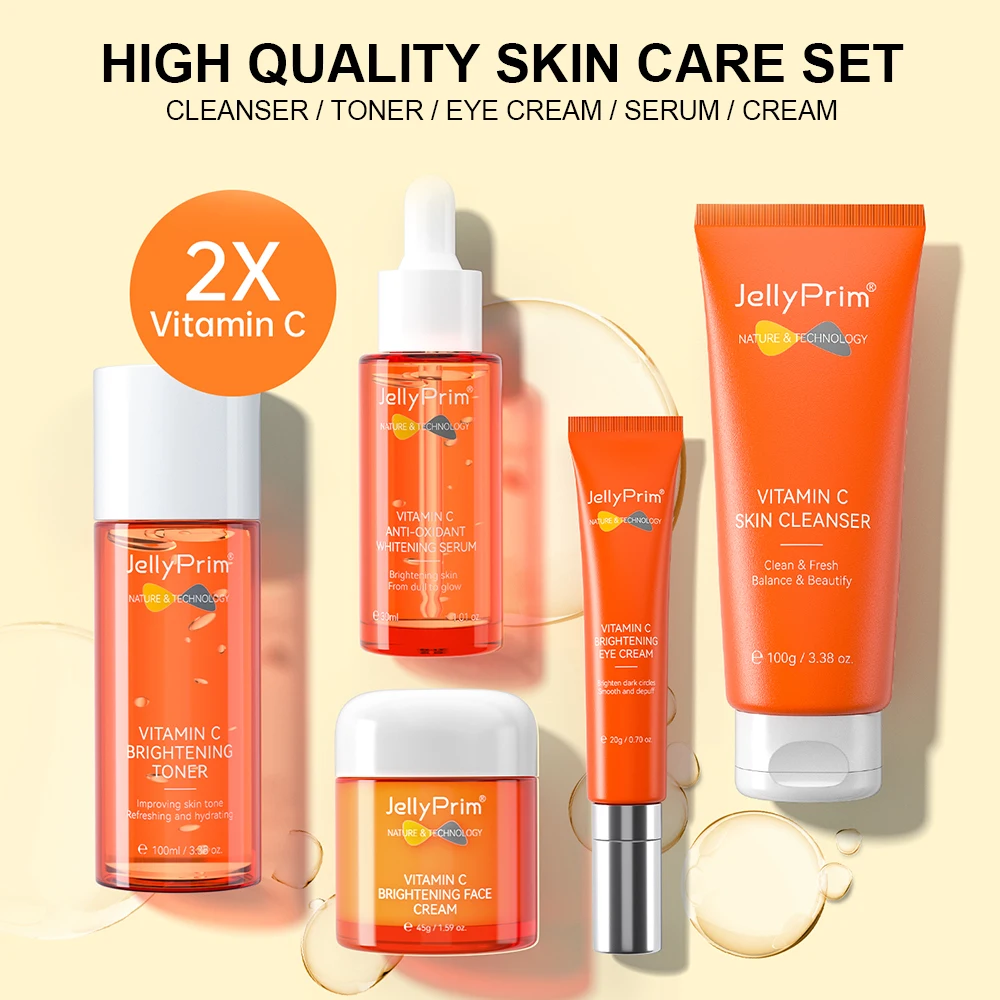 VC Full Skin Care Set Whitening Cream Serum Dark Circle Removal Eye Creams Facial Cleaning Moisturizing Cleanser Toner Face Kits