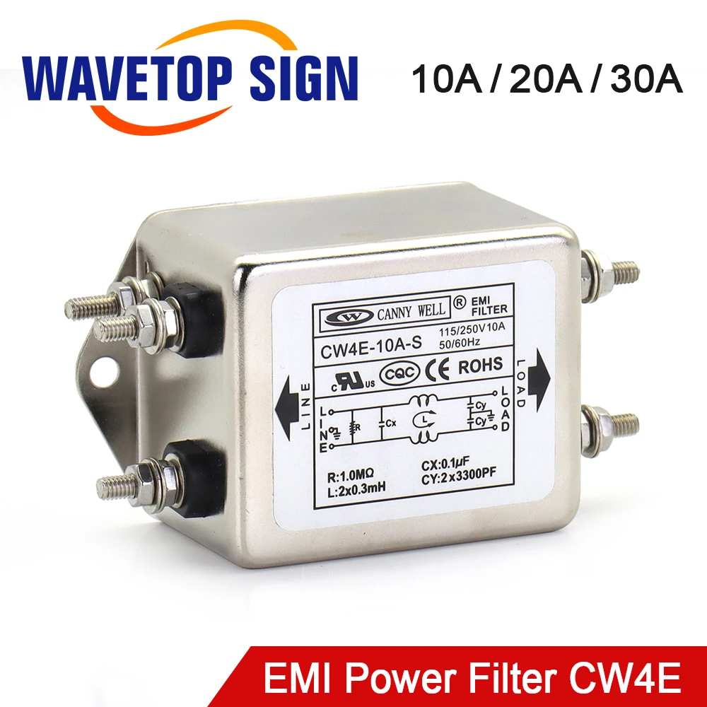 CANNY Power EMI Filter CW4E-10A 20A 30A 40A-S однополюсный соединитель фильтра, однофазный 220 В, очистка, защита от помех
