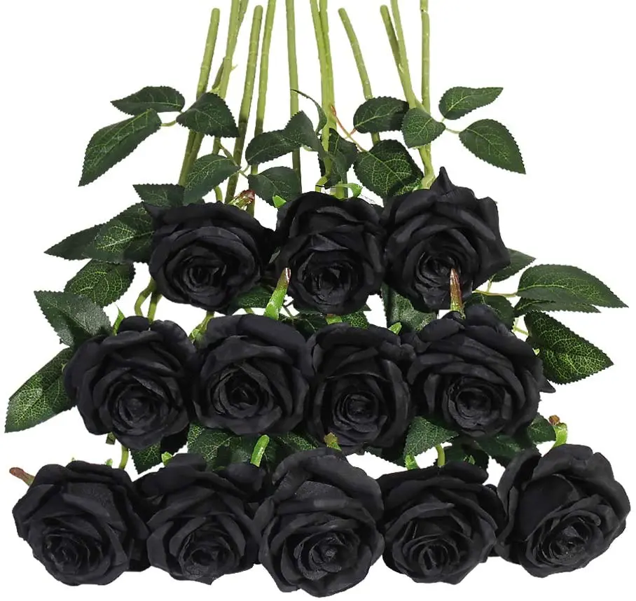 

12 PCS Rose Artificial Flower, Single Stem Fake Flowers Bridal Wedding Bouquet, Realistic Blossom Flora
