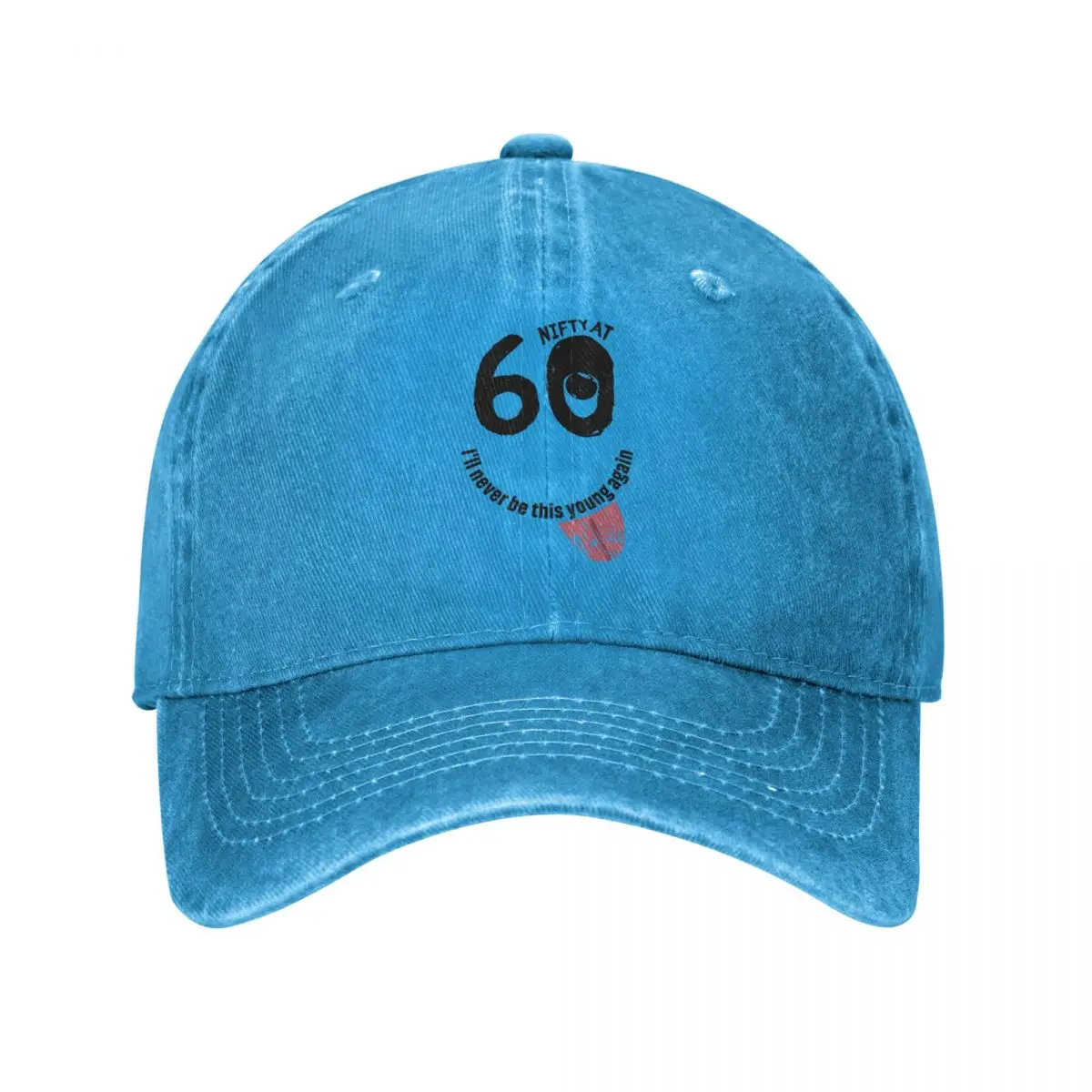 

60th Birthday Smiling Face Graphic With Funny Slogan, I'll Never Be This Young Again' Baseball Cap cowboy hat Peaked cap