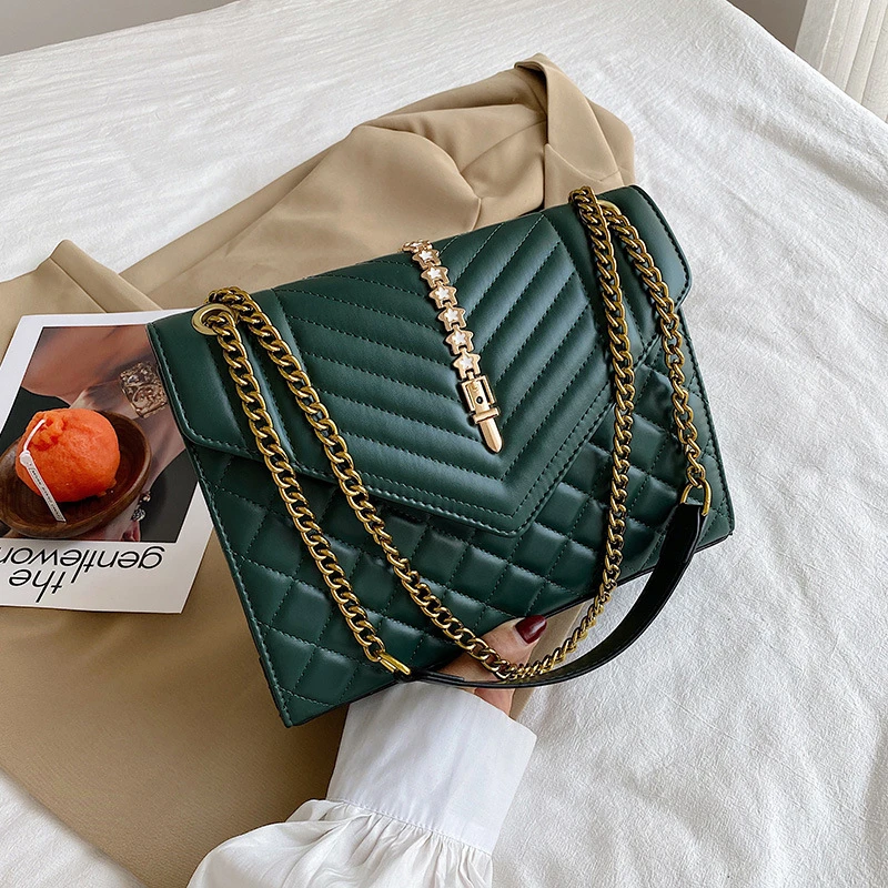 

Women's Bags Chain Shoulder Bag 2022 New Fashion Woman PU Crossbody Bags Flap Rivet Lingge Top-Texture Messenger Bag