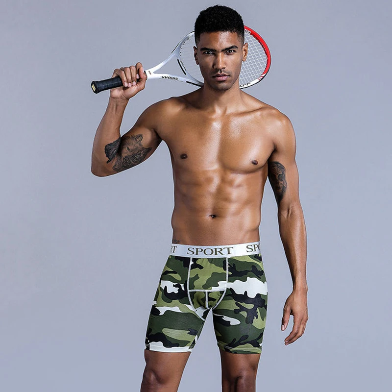 3Pcs Men Camouflage Fashion Fitness Sports Cotton Plus Size Underpants Comfortable Breathable Plus Length Men's Plus Size Boxer