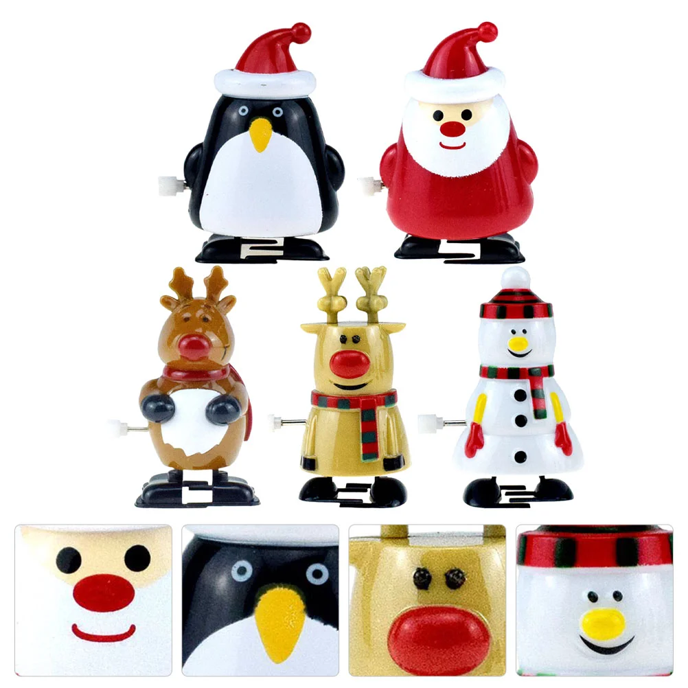 

5Pcs Christmas Clockwork Toy Cartoon Santa Snowman Wind-up Toys Party Supplies