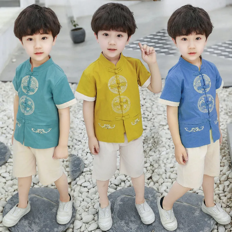 

Boys Tang Costume Ancient Costume Children Clothing Boy Suit Baby Thin Section Chinese Style Summer Cotton and Linen Hanfu Kids