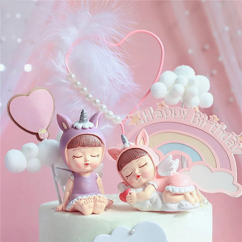 

1pcs Cute Angel Wing Feather Cake Topper for Baby Shower Birthday Party Decoration Supplies Dessert Cake Decor Tools