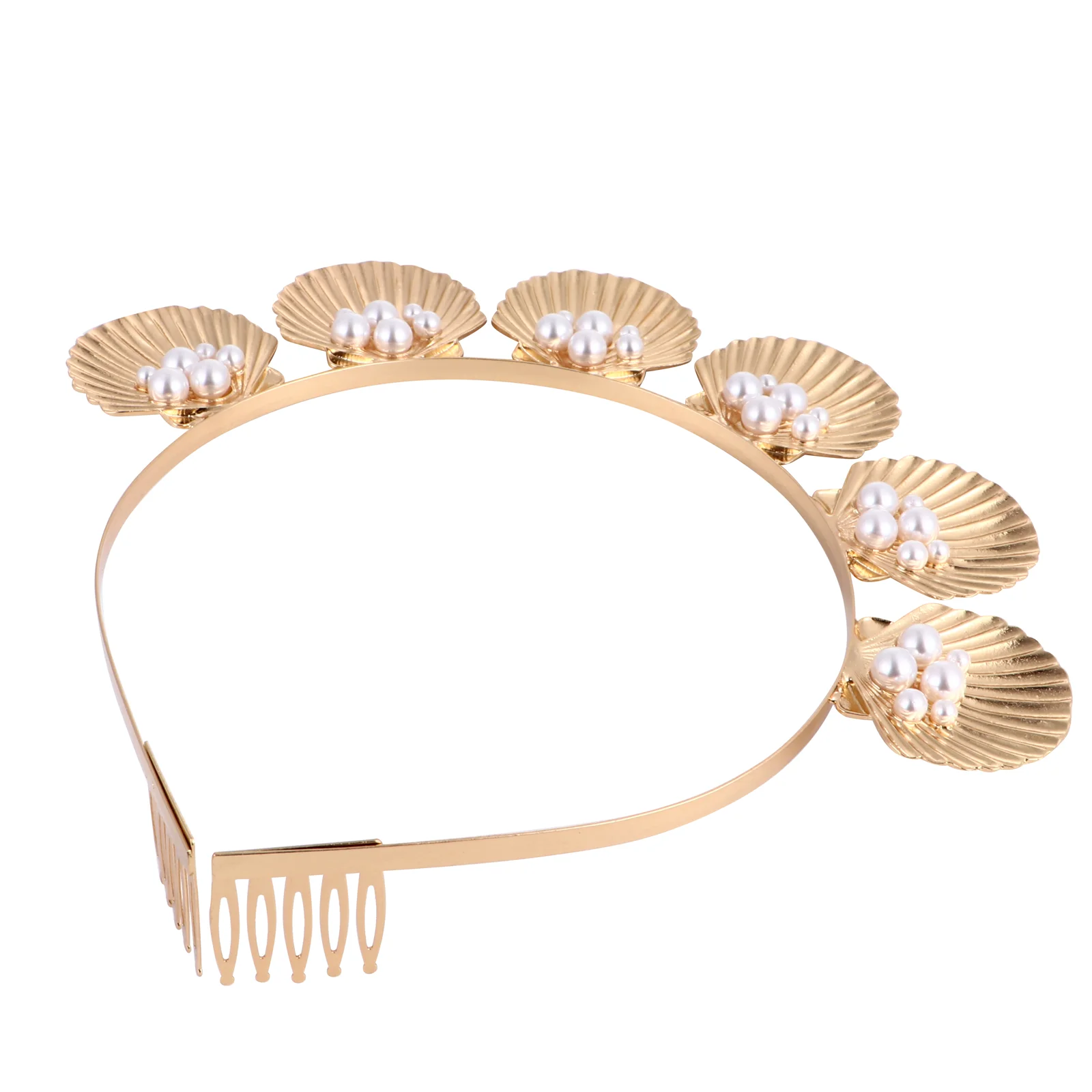 

Alloy Shell Headband Rhinestone Accessories Women Hairband Decorative Vacation Metal Chic Headpiece Pearl Hoop Seaside Birthday