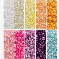 150pcs mixed size round abs imitation pearl beads spacer finding connectors pendant jewelry making sewing diy beaded 3 8mm