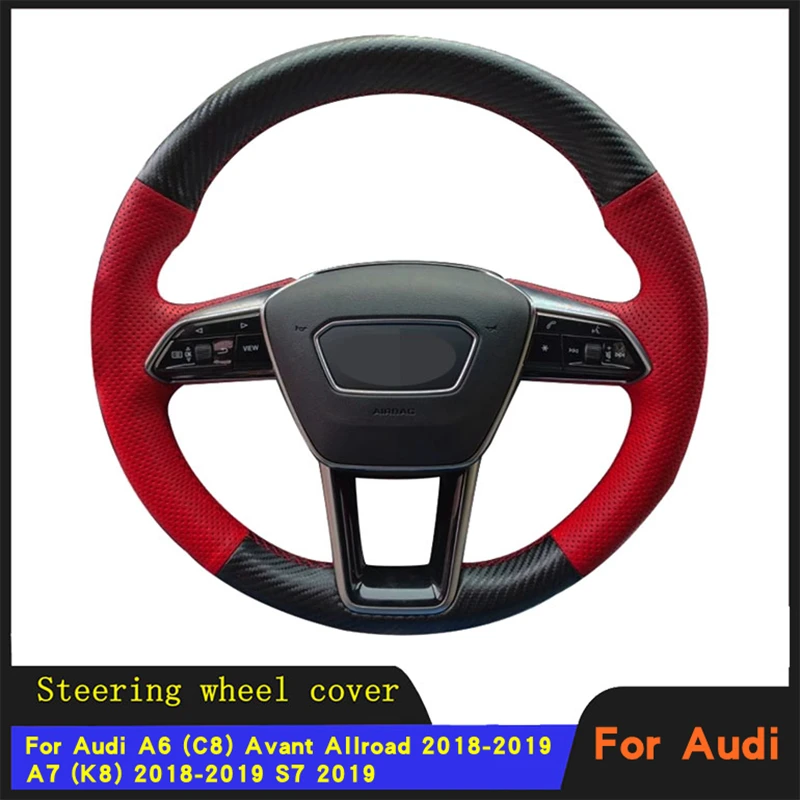 

DIY Car Steering Wheel Cover Braid Wearable Carbon Fiber For Audi A6 (C8) Avant Allroad 2018-2019 A7 (K8) 2018-2019 S7 2019