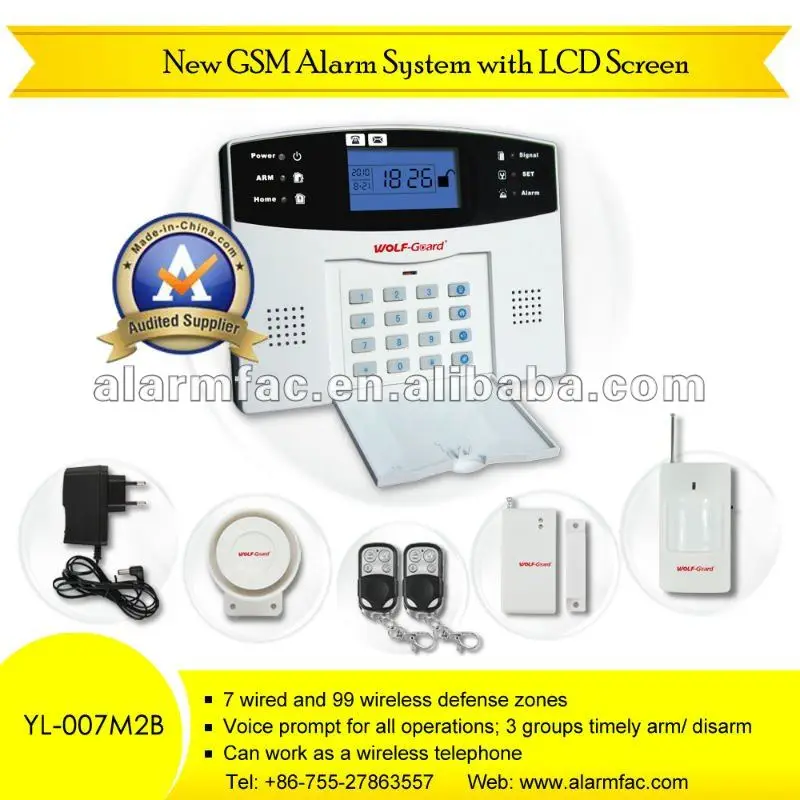 hot sale siren power alarm system gsm calling system GSM mms Alarm security System with LCD Screen YL-007M2B enlarge