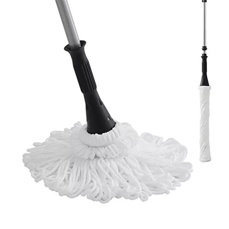 Microfiber Twist Mop Silver 57.5 Inches Dust Mops Washing Mop Hand Release Floor Cleaning with 1 Removable Washable Head