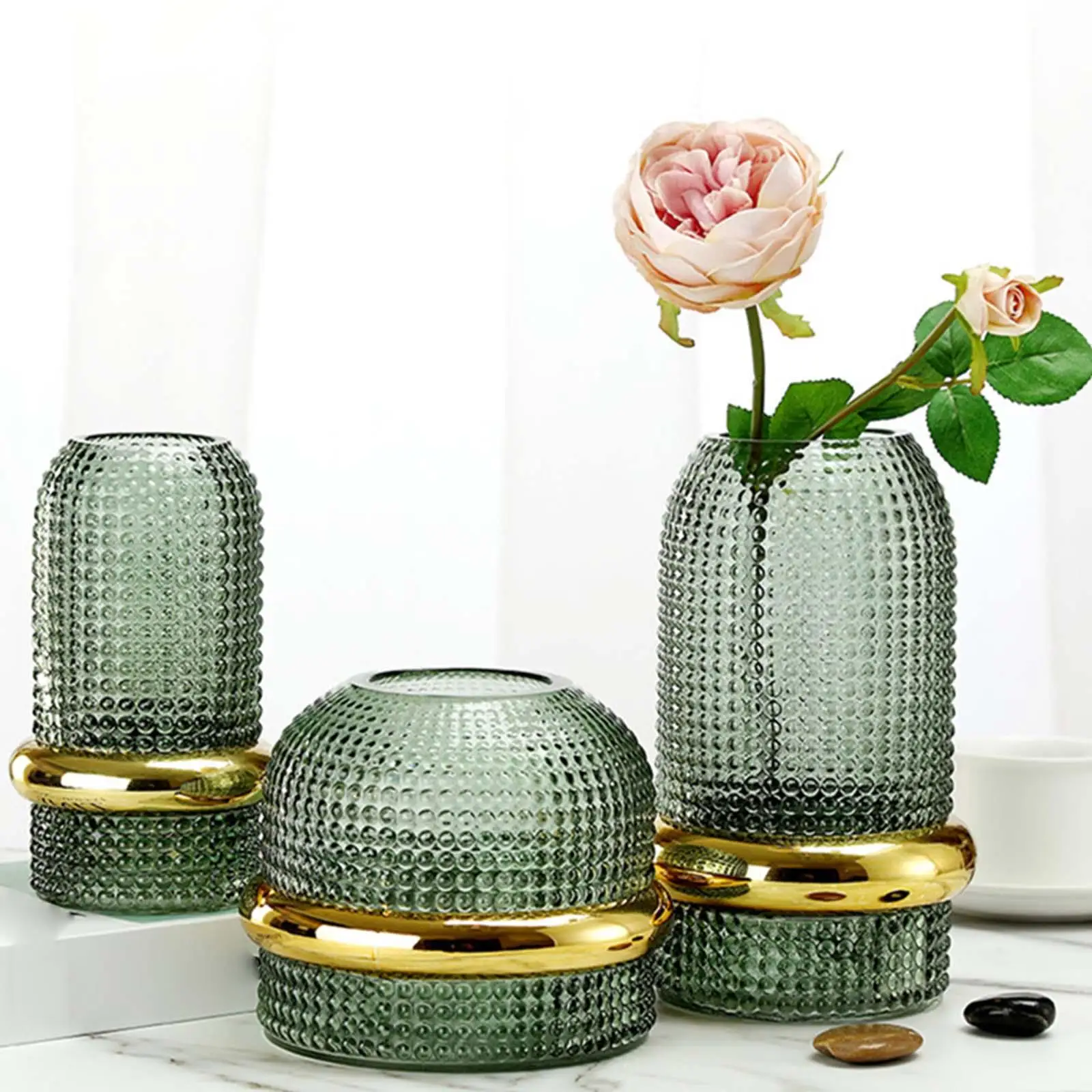 Прозрачная стеклянная ваза для растений с искусственными цветами современная