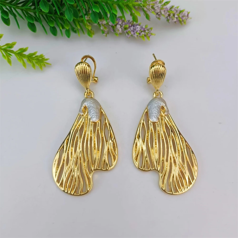 Женский Свадебный комплект из колье и серёг с золотым покрытием