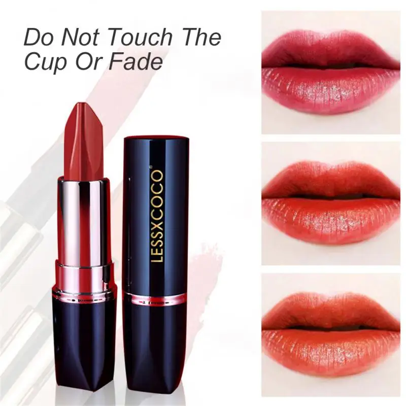 

1pc Three-Color Matte Lipstick Lasting Moisturizing Non Fading Lipstick Waterproof Plumping Non-stick Cup Lip Makeup Cosmetic