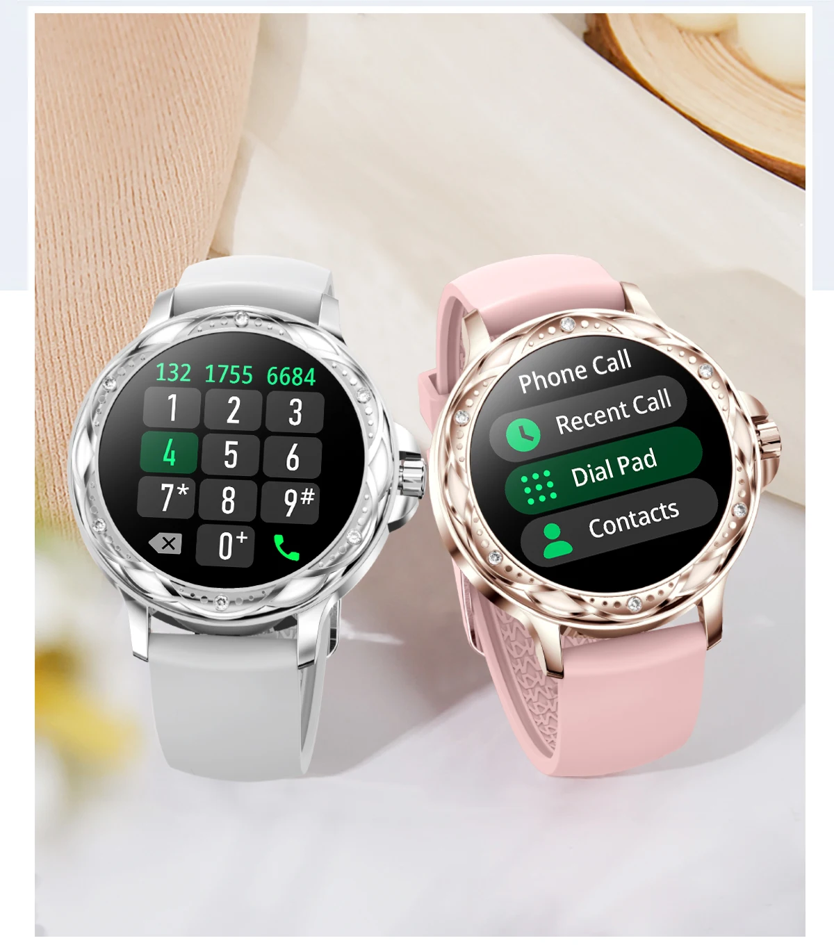 

CF12 Women's Smartwatch Bluetooth Talking Music Taking Photos Women's Menstrual Cycle Diamond-embedded Dial HD Full Round Screen