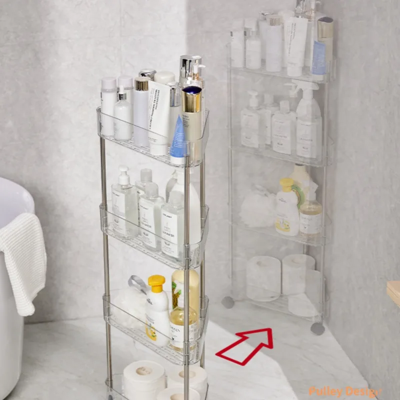 Угловая полка для хранения в ванной комнате тележка с раздвижными колесами