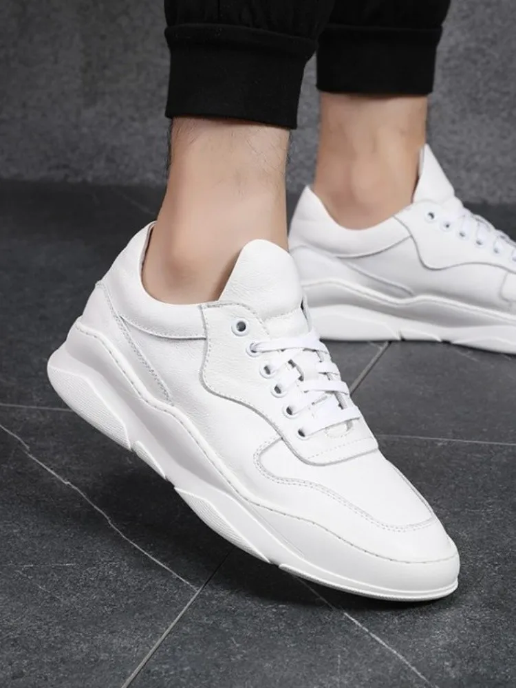 

Brand 2022 New Genuine Leather Mens Casual Sneakers Lace Up White Designer Shoes 45 Mens Trainers Walking Active Shoes
