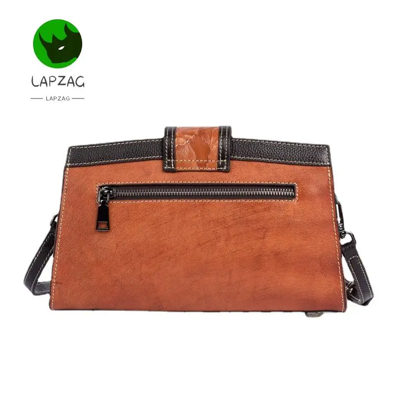 Винтажная зеленая/коричневая сумка на плечо из воловьей кожи в стиле ретро