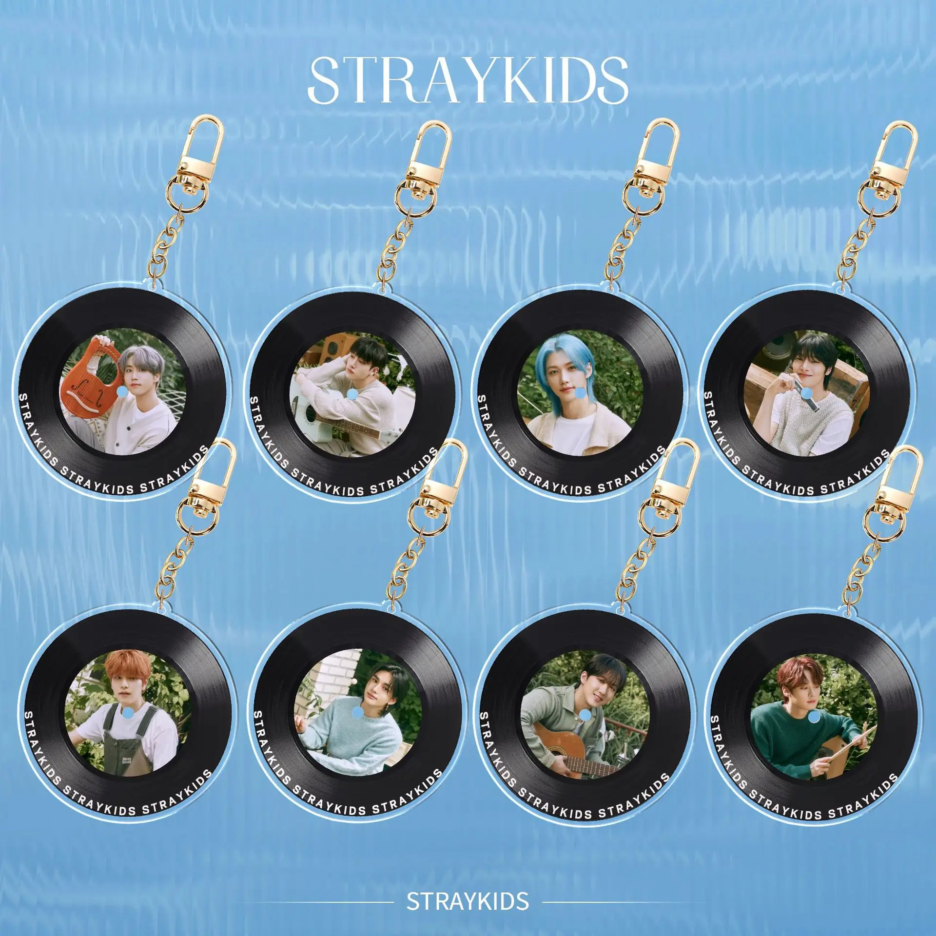 Straykids Keychain Felix ChangBin Korean Style Vinyl Record Acrylic Key Ring Lee Know Bookbag Pendant Fans Collections Gift