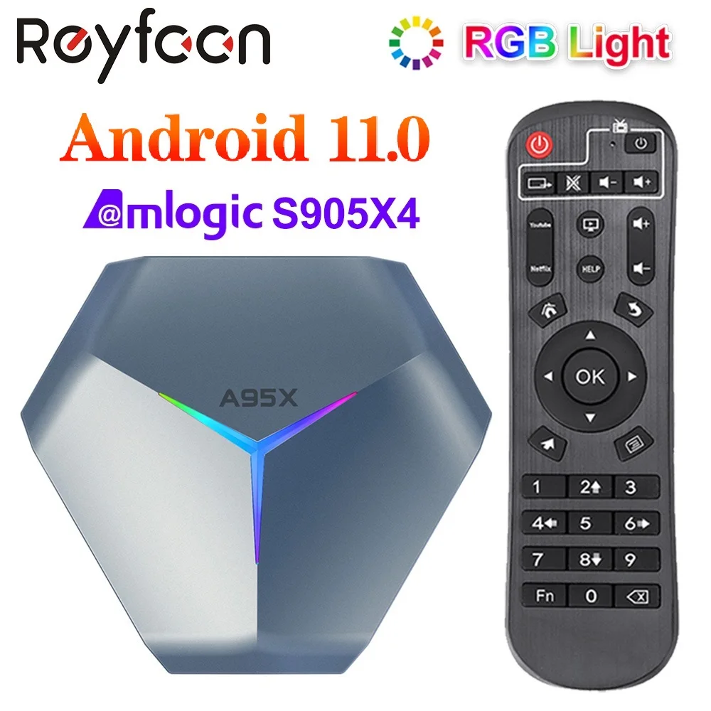 

A95X F4 Amlogic S905X4 Android 11 RGB Light Smart TV Box 4K 60fps HD Support 5G Dual Wifi Google Player Youtube TVbox PK A95X F3