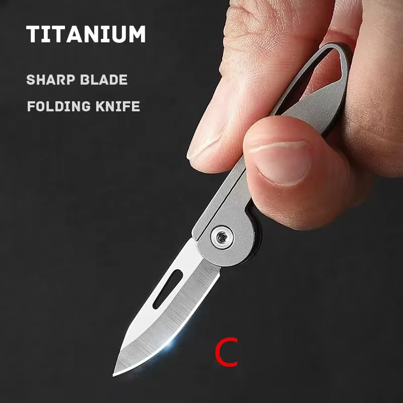

Mini Titanium Folding Knife Titanium Alloy Sharp Knife Outdoor Camping Knife Edc Keychain Pendant Gift Unpacking Express Opener