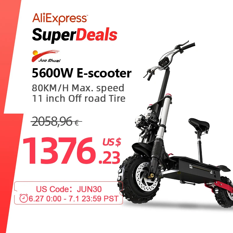 

60V 5600W Dual Drive Electric Scooter 80km/h Fast E scooter Warehouse in Europe Foldable Adult Skateboard with Seat 2 wheels