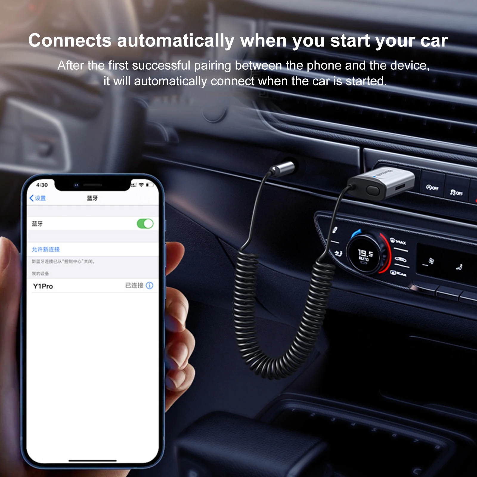 

New Car USB To 3.5mm Audio Aux Cable Bluetooth Transmitter HiFi Stereo Bluetooth 5.3 Audio Aux Adapter TF Card Play Audio Cable
