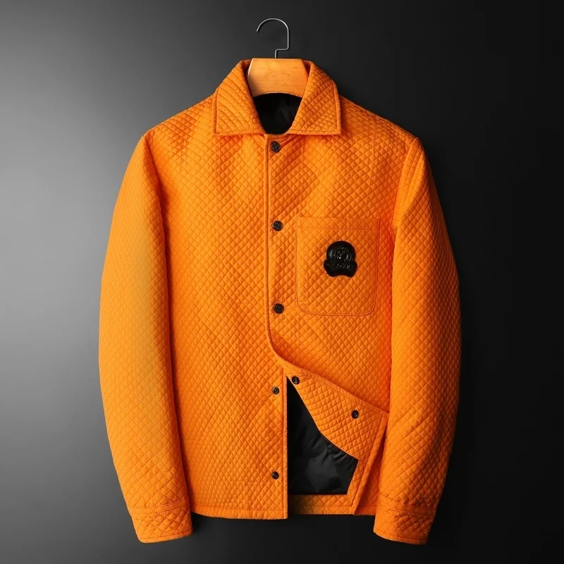 

Orange Bubble Lapel Plaid Duck Down Coat Men Jacket Warm Parka Kurtki Zimowe Męskie Kurtka Kaczy Puch